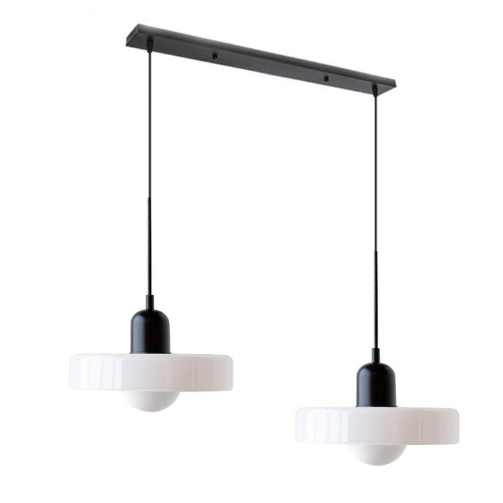 Minimalistyczna lampa sufitowa, dwuramienna, do nowoczesnych wnętrz.