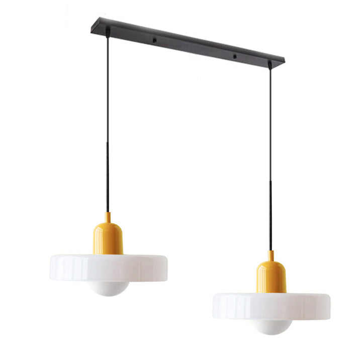 Efektowna lampa wisząca, nowoczesna, z dwoma kloszami.
