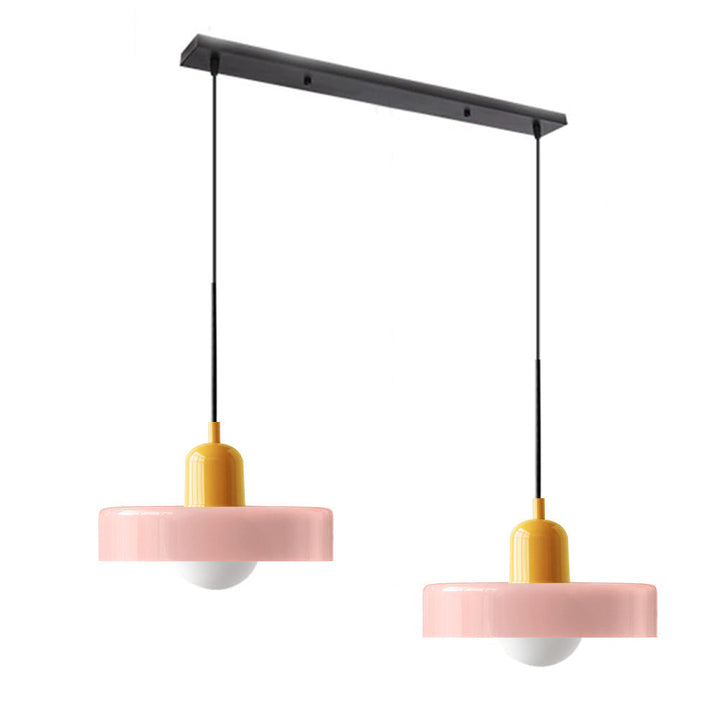 Uniwersalna lampa designerska, z dwoma kloszami, oświetlenie sufitowe.