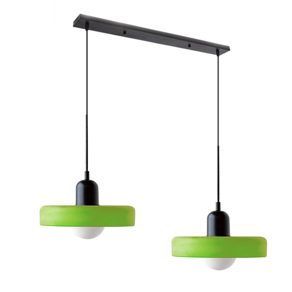 Lampa designerska z dwoma kloszami, do stylowego salonu.