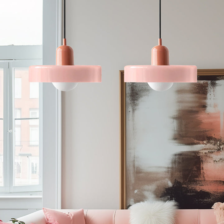Designerska lampa z dwoma kloszami, oświetlenie wnętrz, nowoczesna.
