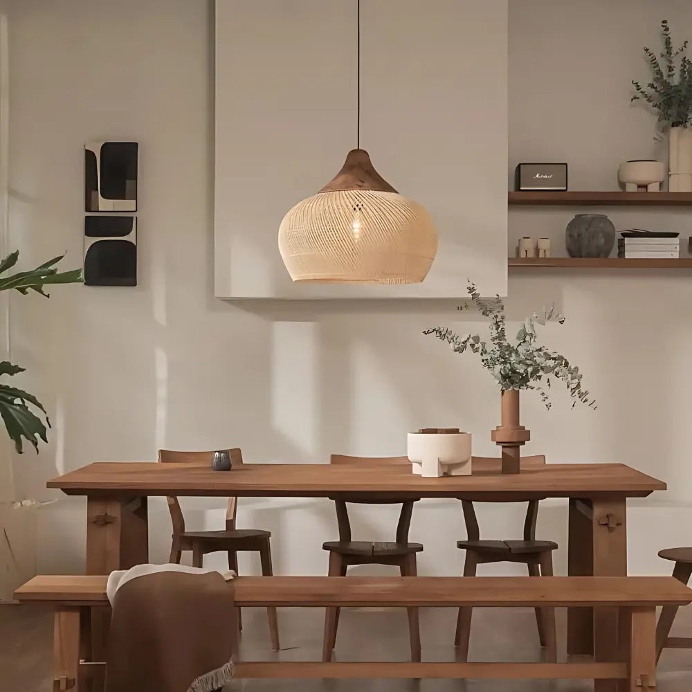 Unikalna lampa rattanowa wisząca, ręcznie wykonana, naturalne oświetlenie do wnętrz w stylu boho.