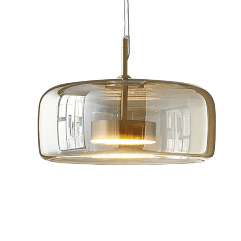 Lampa sufitowa retro z bursztynowym szkłem, oświetlenie wnętrz. Klasyczny design w stylu vintage.
