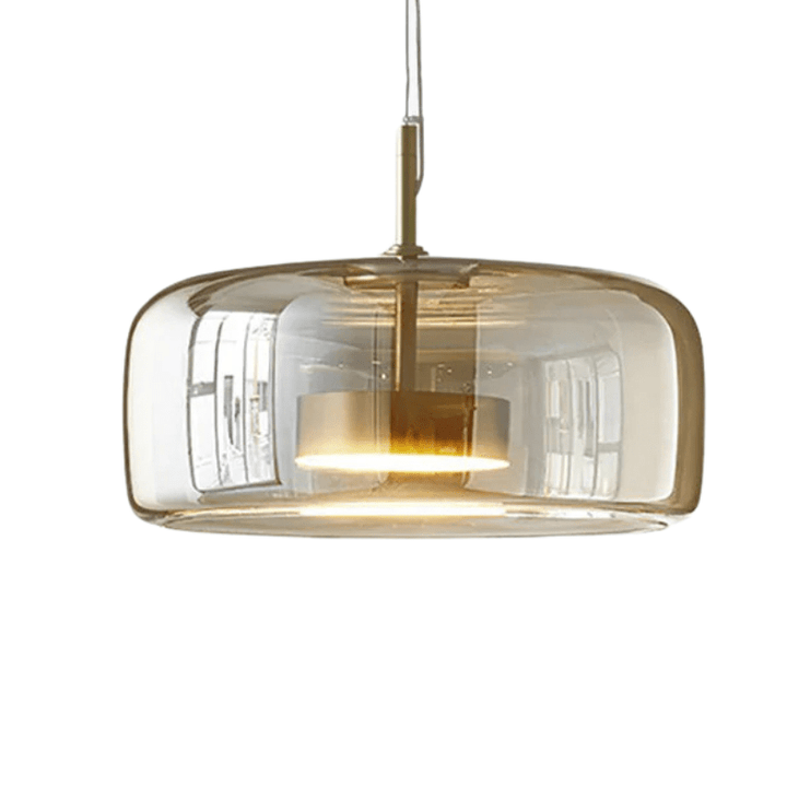 Lampa sufitowa retro z bursztynowym szkłem, oświetlenie wnętrz. Klasyczny design w stylu vintage.