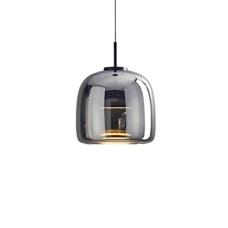 Designerska lampa wisząca retro, bursztynowe szkło, idealne oświetlenie wnętrz w stylu vintage.