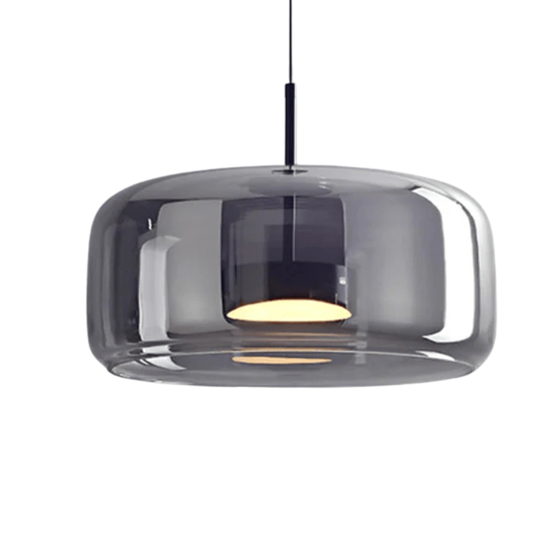 Urocza lampa wisząca retro, bursztynowe szkło, tworząca ciepłe oświetlenie. Styl vintage do każdego wnętrza.