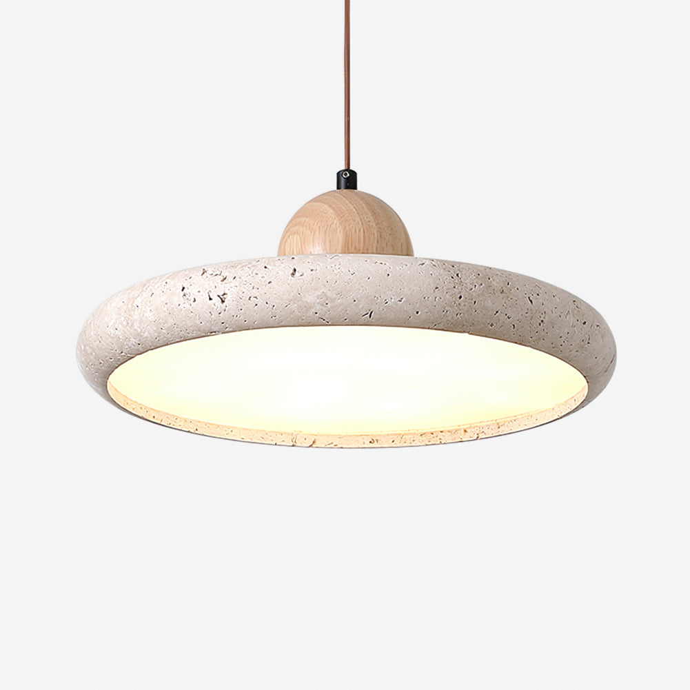 Unikalna lampa wisząca Siyane, trawertyn, drewno, artystyczny akcent do każdego wnętrza. Design LED.
