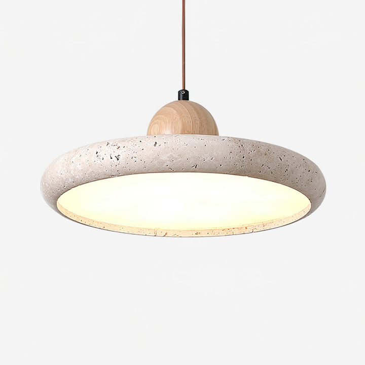 Unikalna lampa wisząca Siyane, trawertyn, drewno, artystyczny akcent do każdego wnętrza. Design LED.