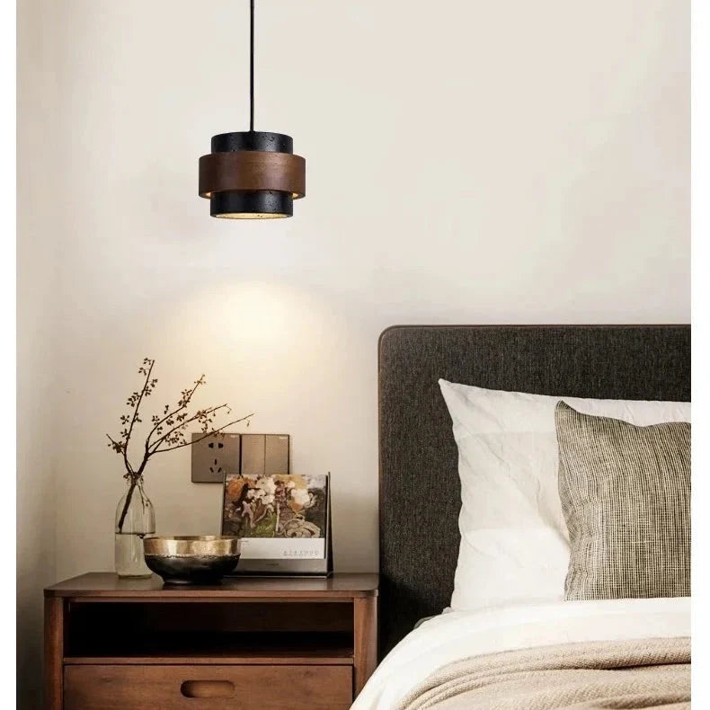 Nowoczesny design lampy wiszącej Japandi z kloszem z jasnego kamienia