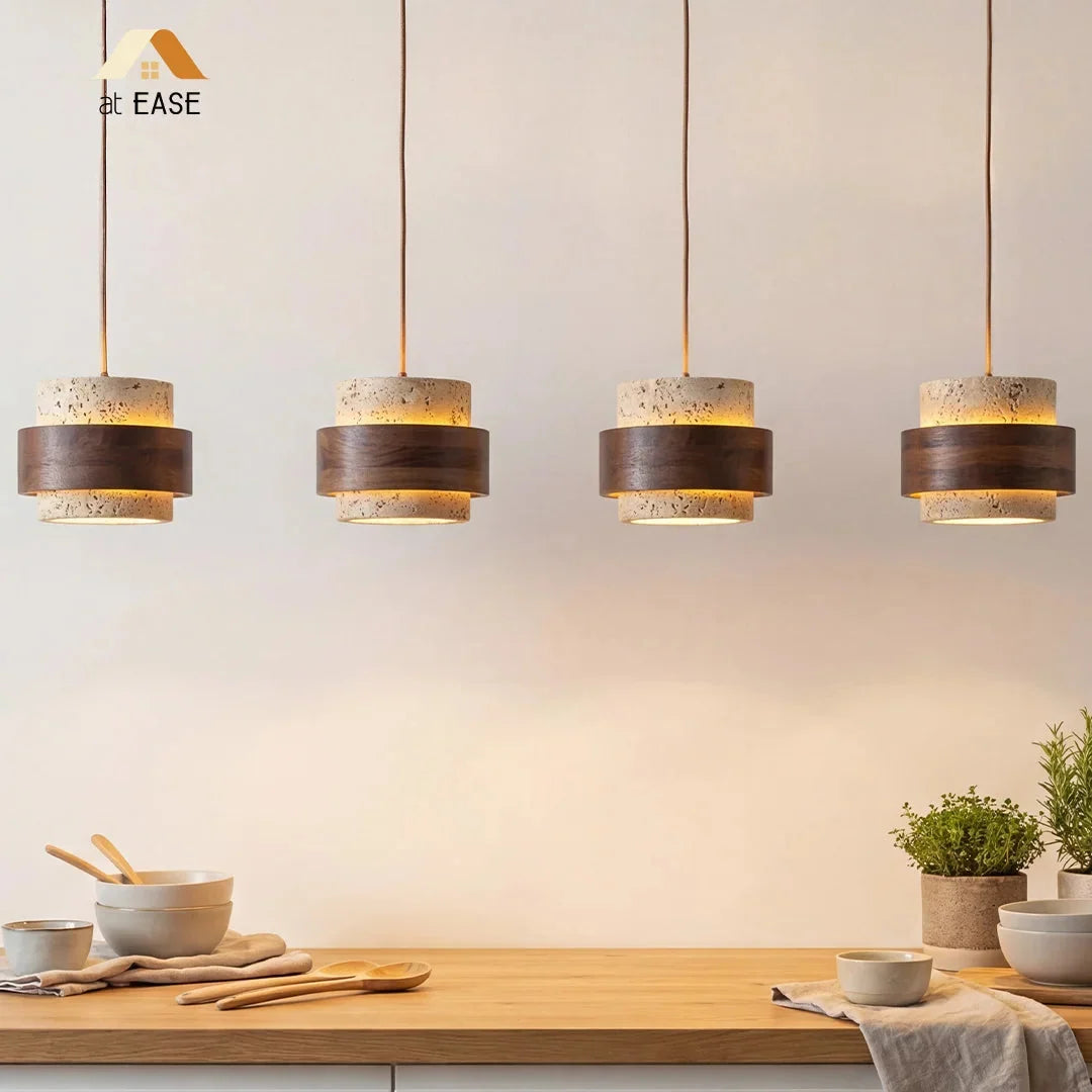Lampa wisząca Japandi z naturalnego kamienia w aranżacji wnętrza