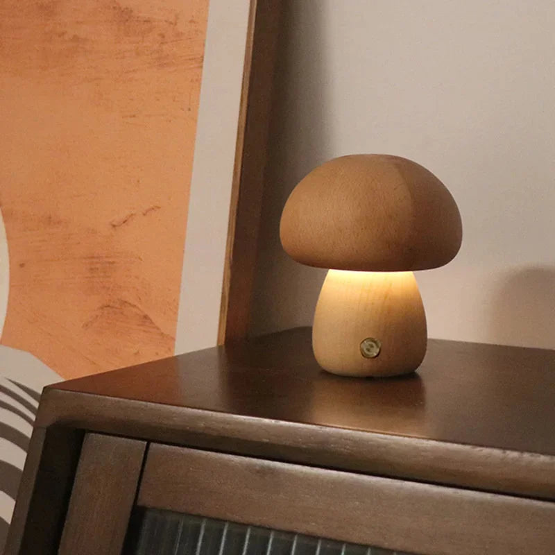 Nastrojowa lampka LED grzybek, dotykowa. Akumulatorowa, idealna do sypialni i relaksu.