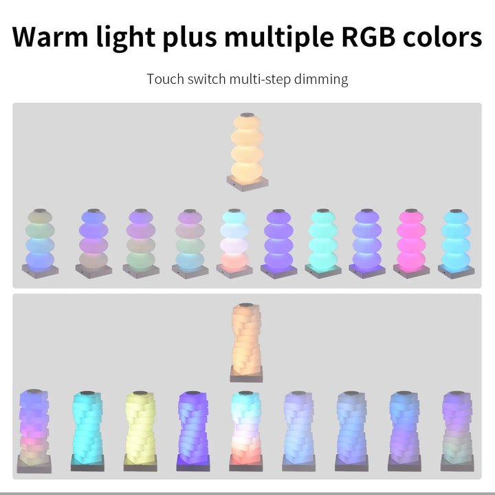 Elegancka lampka LED RGB z panelem dotykowym. 16 zmieniających się kolorów dla relaksującej atmosfery.