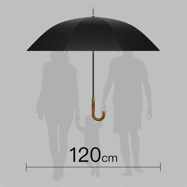 Duży parasol dla mężczyzn wodoszczelny 120 cm z wygodną rączką z drewna