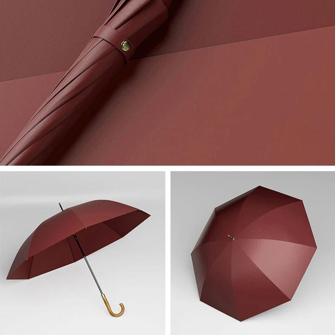 Złożony męski parasol 120 cm z drewnianymi elementami wykończenia