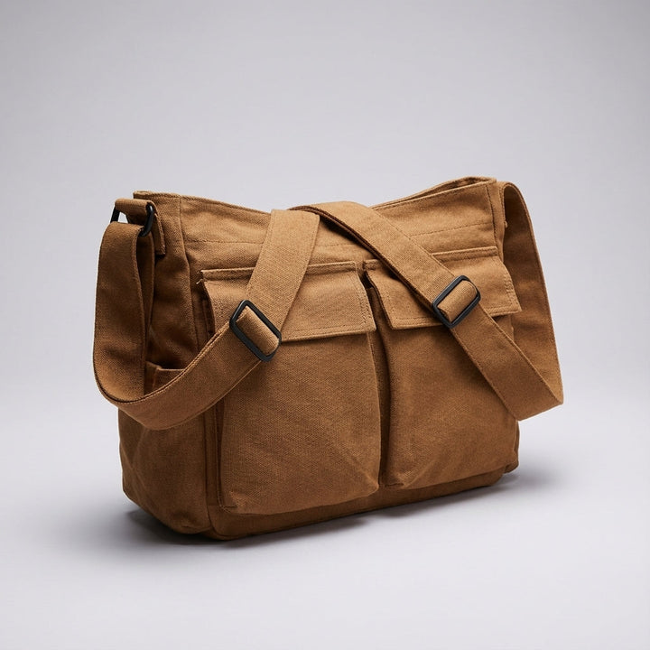 Unisex torba podróżna Packlite na ramię, płócienny organizer z licznymi kieszeniami.