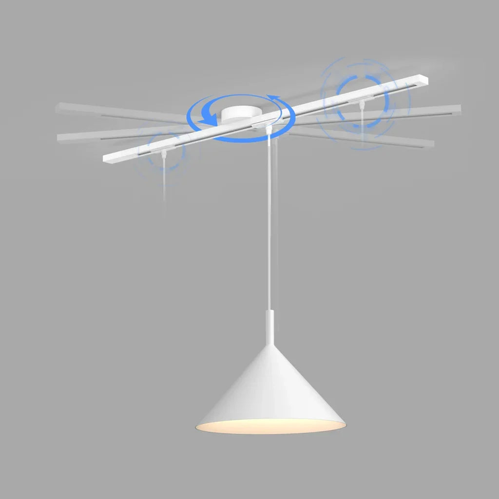 Zbliżenie na mechanizm obrotowy szyny do lamp w kolorze czarnym