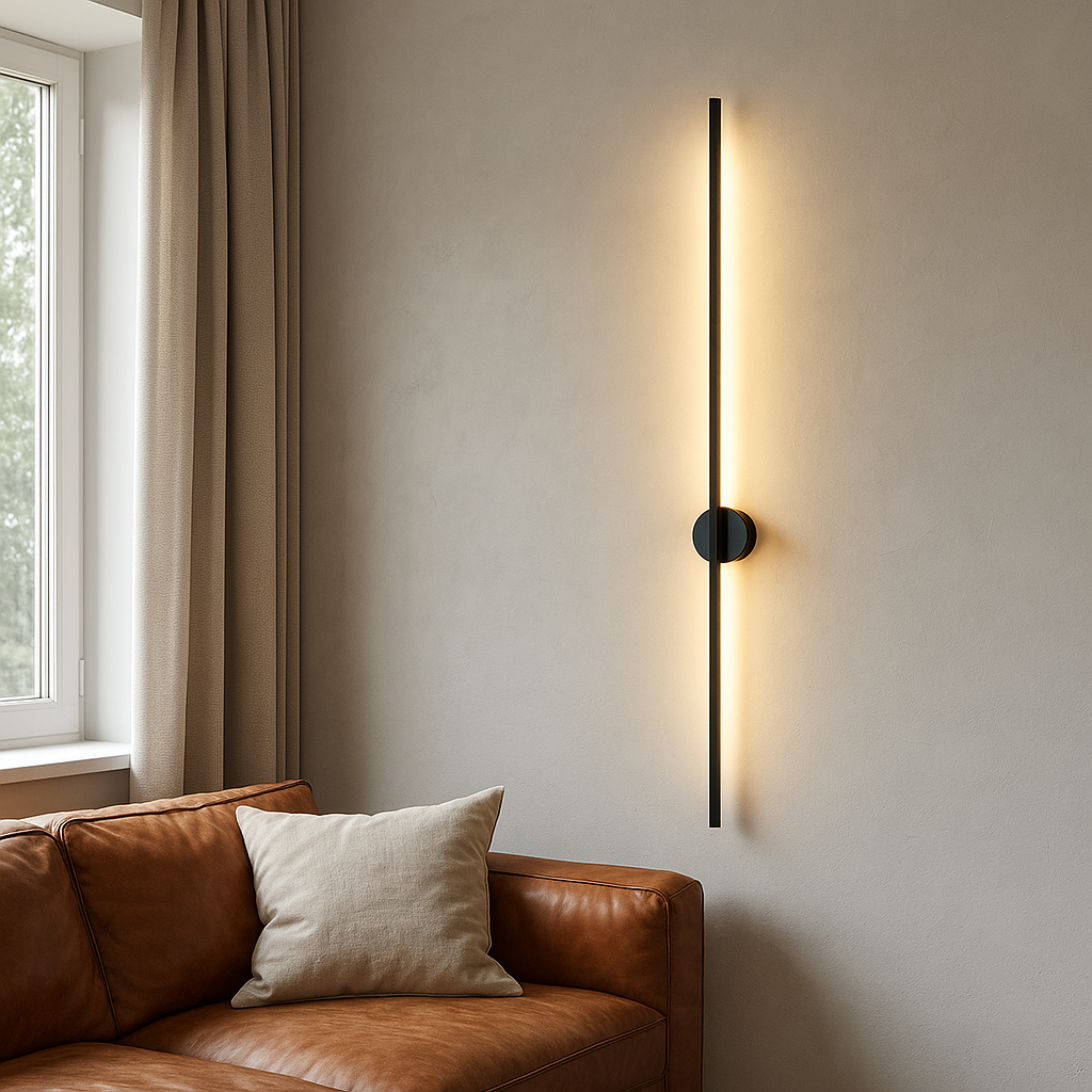 Liniowa lampa ścienna LED, nowoczesne oświetlenie do salonu, sypialni. Nastrojowy minimalistyczny design.