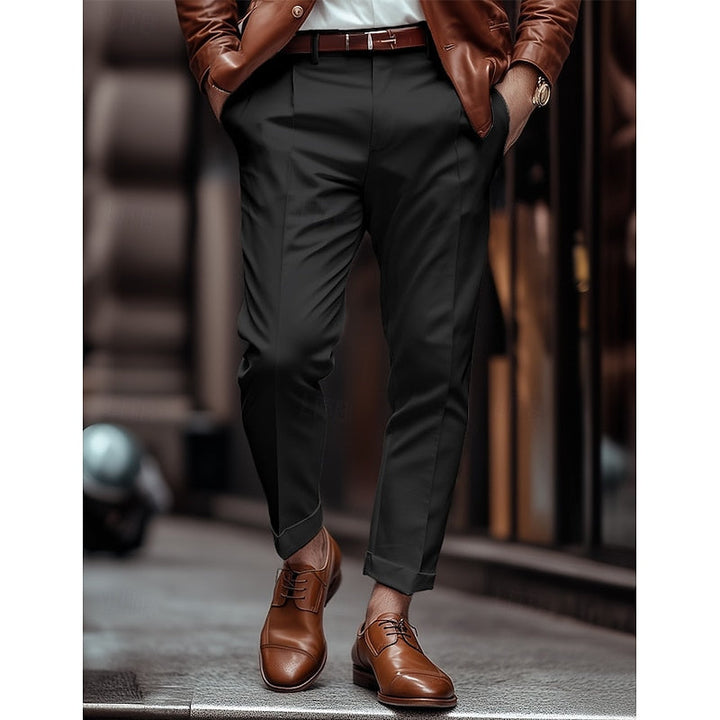 Męskie czarne spodnie z zakładkami w stylizacji smart casual