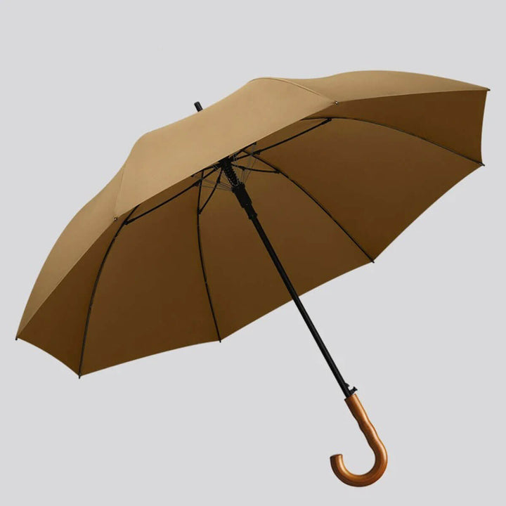 Czarny parasol przeciwdeszczowy złożony z eleganckim etui
