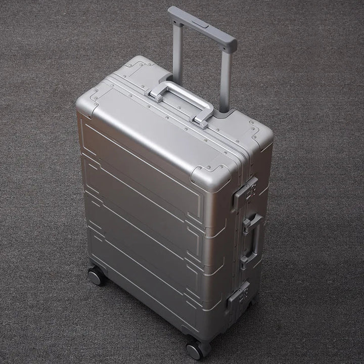Luksusowa aluminiowa walizka twarda na kółkach 360° z zamkiem TSA. Idealna na każdą podróż, bagaż.