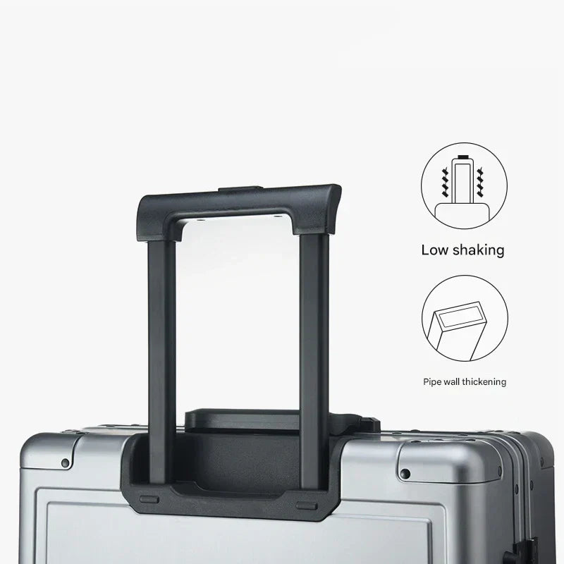Premium walizka aluminiowa twarda. Zamek TSA, kółka 360°. Elegancki bagaż na krótkie i długie podróże.