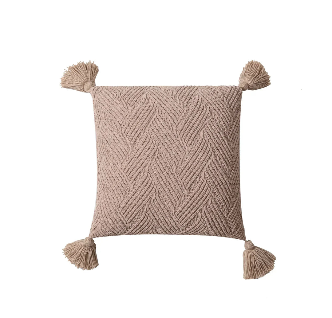 Elegancka poszewka dekoracyjna z chenille z modnymi pomponami, wymiary 45x45cm. Stylowy akcent w salonie.