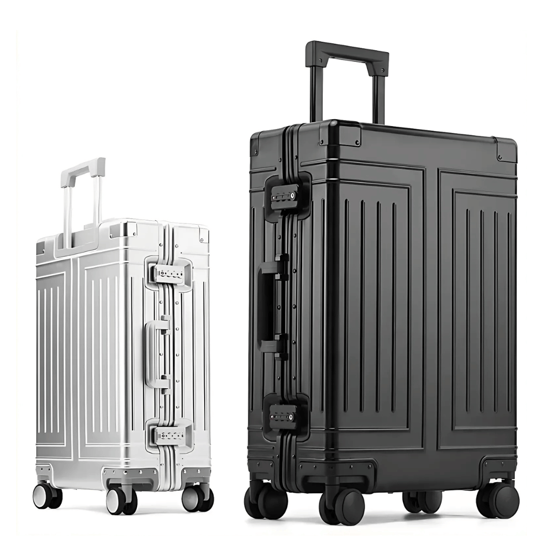 Elegancka walizka Emperor z aluminium, luksusowy bagaż na kółkach. Idealna dla wymagających, wytrzymała.