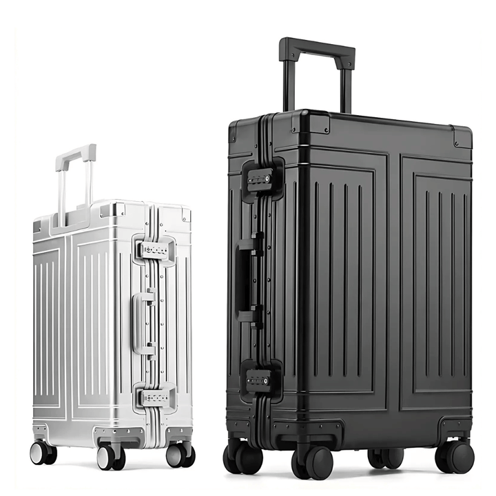 Elegancka walizka Emperor z aluminium, luksusowy bagaż na kółkach. Idealna dla wymagających, wytrzymała.