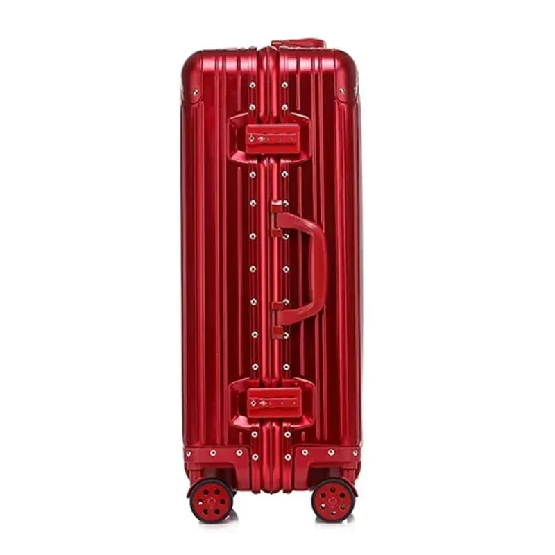 Aluminiowo-magnezowa walizka podróżna. Elegancki, twardy bagaż z cichymi kółkami i bezpiecznym zamkiem TSA.