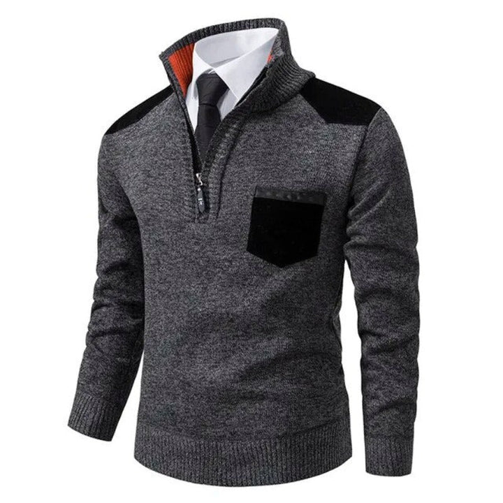 Męski sweter z półzamkiem i stójką w eleganckim stylu na jesień