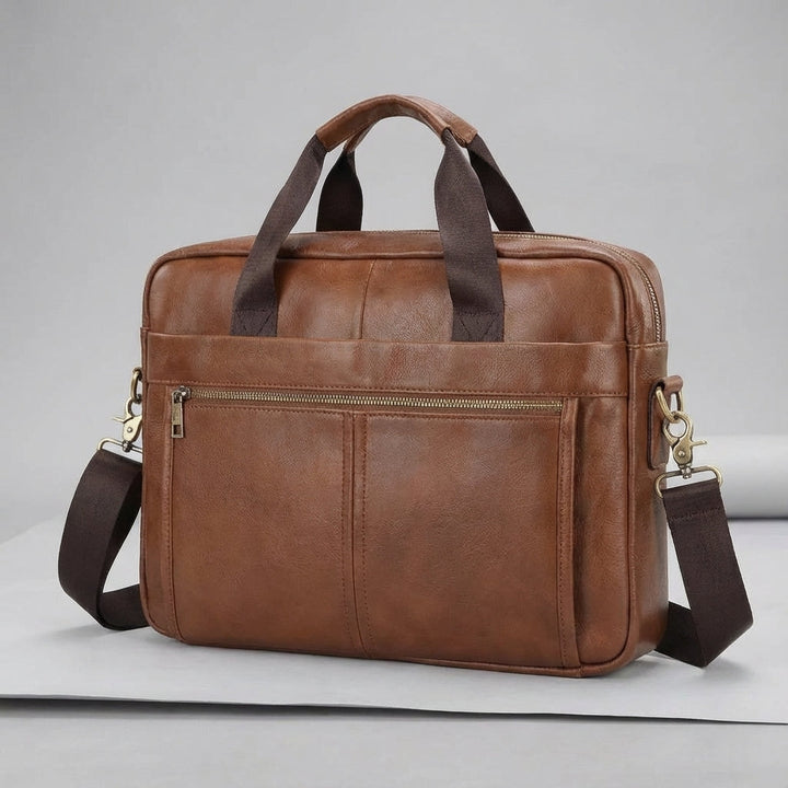 Męska aktówka biznesowa, skórzana, w stylu vintage. Elegancka torba na laptopa do pracy.