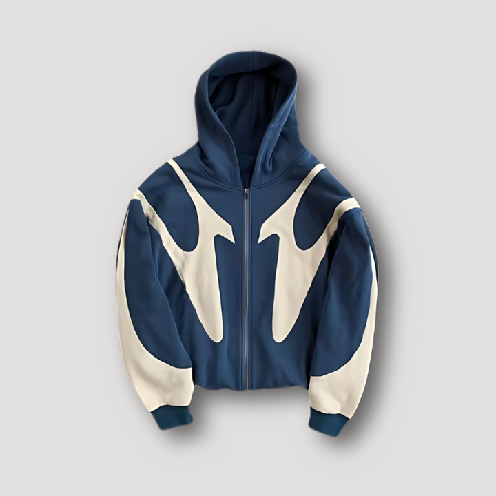 Stylowa męska bluza hoodie Leon z suwakiem i modnym nadrukiem. Idealna do casualowych i streetwearowych stylizacji.