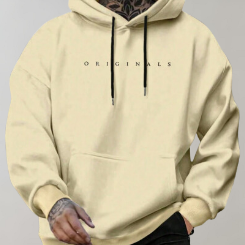 Bluza męska Isak z kapturem, modna w stylu streetwear. Wygodna odzież męska na co dzień z dużą kieszenią kangurką.