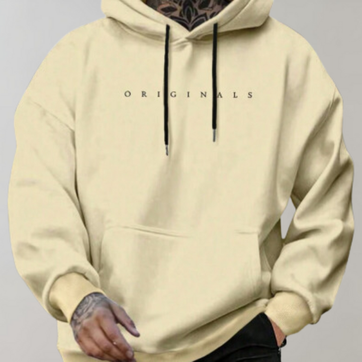 Bluza męska Isak z kapturem, modna w stylu streetwear. Wygodna odzież męska na co dzień z dużą kieszenią kangurką.