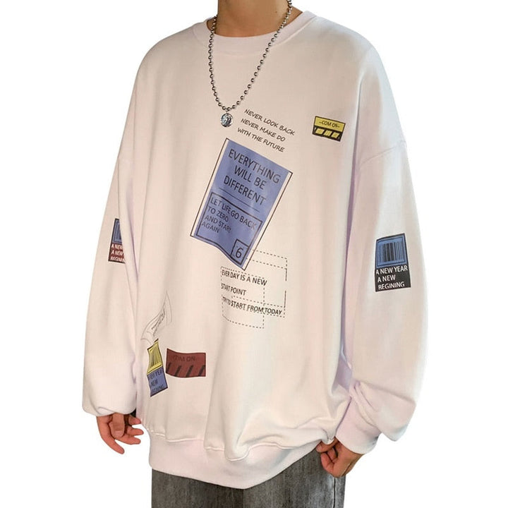 Męska bluza nierozpinana z modnym nadrukiem na piersi, doskonała do streetwearu i codziennych stylizacji. Komfort.