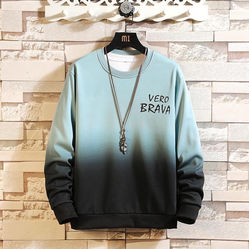 Męska bluza nierozpinana ombre z długim rękawem, zapewnia komfort. Modny styl streetwear dla mężczyzn. Unikalny gradient.