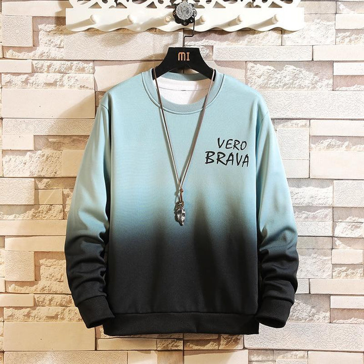 Męska bluza nierozpinana ombre z długim rękawem, zapewnia komfort. Modny styl streetwear dla mężczyzn. Unikalny gradient.
