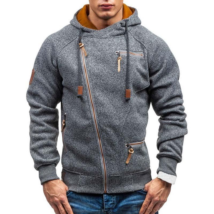 Bluza męska rozpinana z asymetrycznym zamkiem, kapturem. Gruba, idealna dla stylu sportowego i casual.