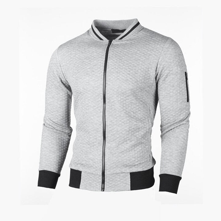 Stylowa męska bluza rozpinana typu bomberka ze stójką. Casualowa moda męska, modna i wygodna.