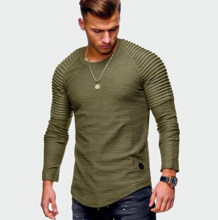 Męska bluza z długim rękawem, bez kaptura, idealna na co dzień. Komfortowy sweter męski do casualowych stylizacji.