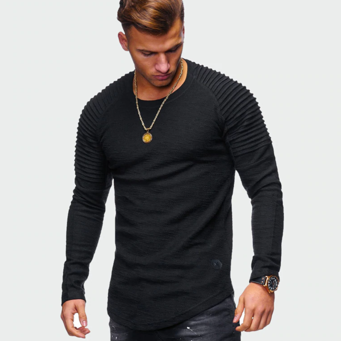 Elegancka bluza męska z długim rękawem, bez kaptura. Casualowy sweter męski, idealny do wielu stylizacji, wszechstronny.
