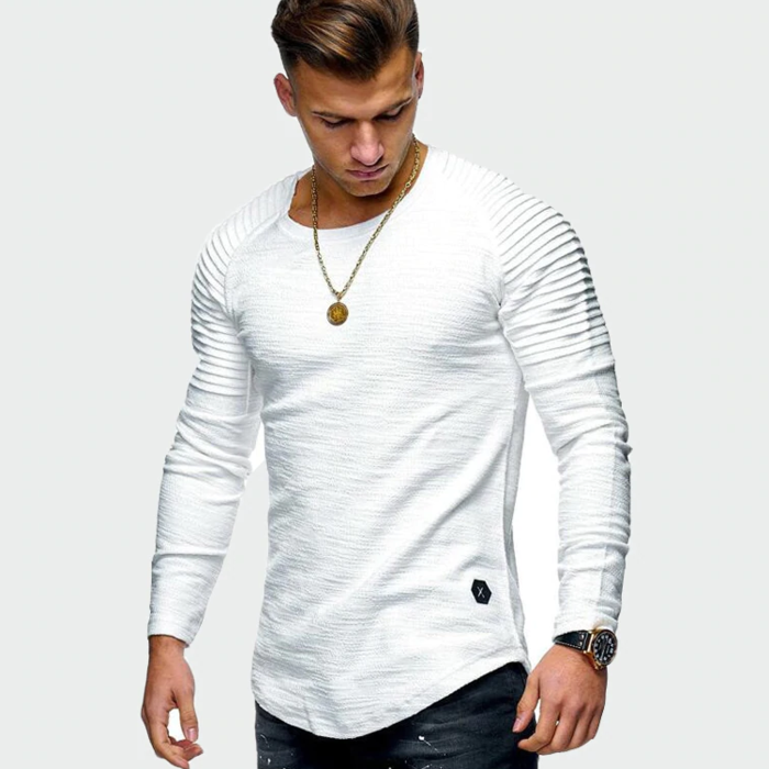Męski sweter z długim rękawem bez kaptura. Wygodna bluza męska do codziennych stylizacji, idealna na chłodne dni.