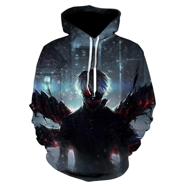 Wygodna męska bluza z kapturem. Nowoczesny nadruk anime, idealna do streetwearu, casual i na spotkania fandomowe.