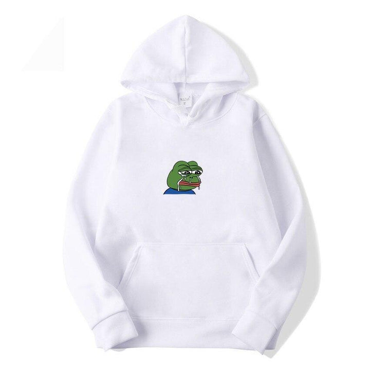 Męska bluza z kapturem, modny nadruk żaby. Komfortowa, gotowa do noszenia odzież streetwear.