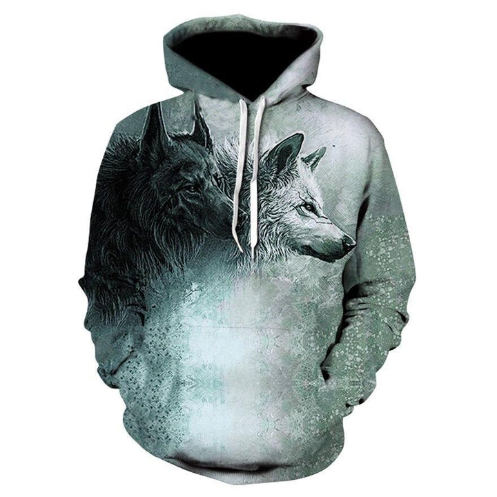 Wysokiej jakości męska bluza z kapturem, z wilczym nadrukiem i komfortową dzianiną. Casualowy styl.