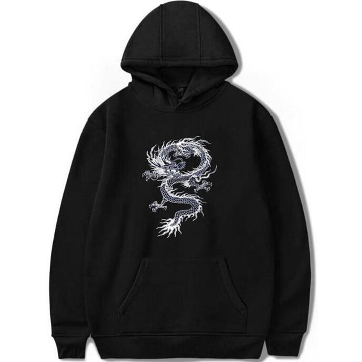 Męska bluza z kapturem i unikalnym nadrukiem smoka. Idealna do casualowych i streetwearowych stylizacji.