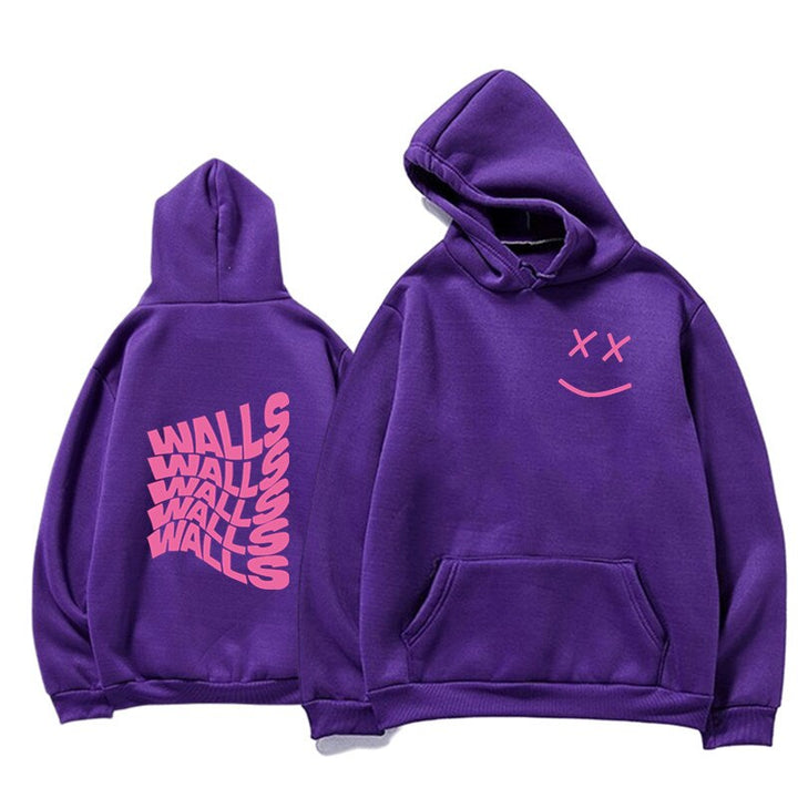 Męska bluza z kapturem, modny nadruk na plecach, kieszeń kangurka. Stylowa dzianina dresowa, idealna do streetwearu.