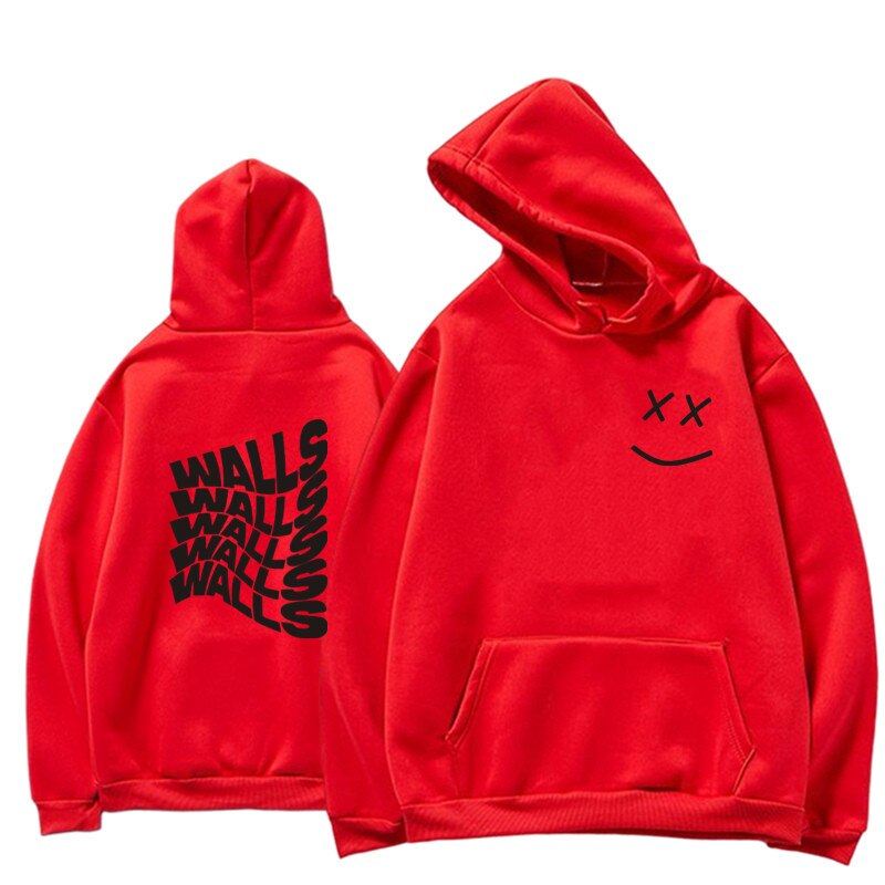 Stylowa męska bluza z kapturem o luźnym kroju. Modny nadruk na plecach, wygodna dzianina dresowa. Idealna do streetwearu.