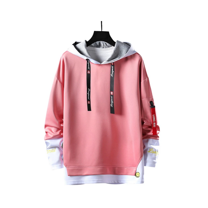 Męska bluza z kapturem nierozpinana, z unikalnym suwakiem na rękawie. Idealna do stylizacji casual i streetwear.