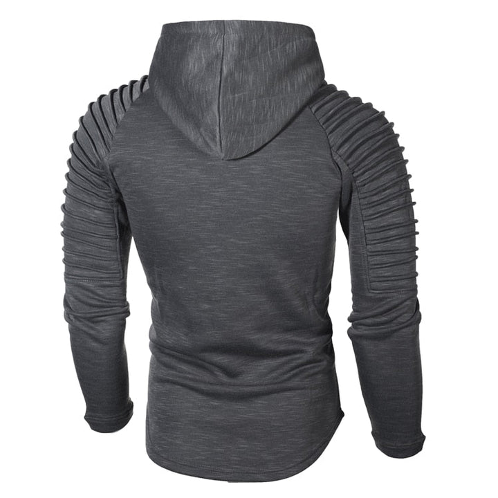 Bluza męska z kapturem na jesień. Stylowy streetwear z prążkowanymi rękawami. Wygodna i ciepła.